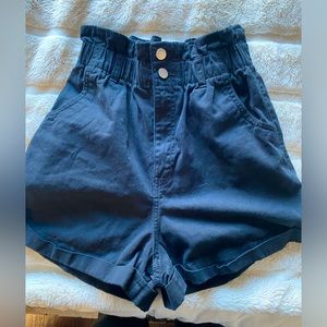 Black, paper bag shorts